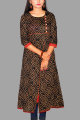 women black,golden&red kurti