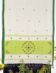 Women White, Light Green cotton embroidery saree  