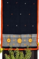 Women black ash cotton embroidery saree