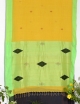 Women yellow cotton embroidery saree