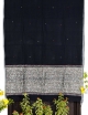 Women black cotton embroidery saree