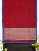  Red cotton embroidered saree