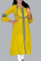 New Exclusive Yellow Color Embroidered Long Kurti For Women  