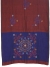 Women cotton burgundy embroidery saree